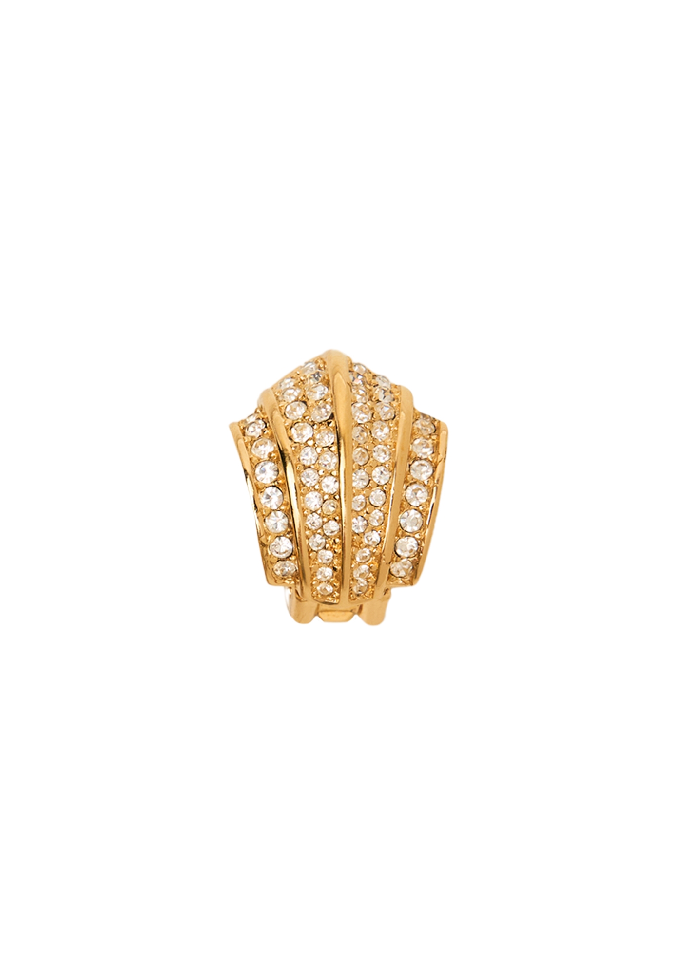 Christian Dior Gold Clip-On Earrings With Crystals