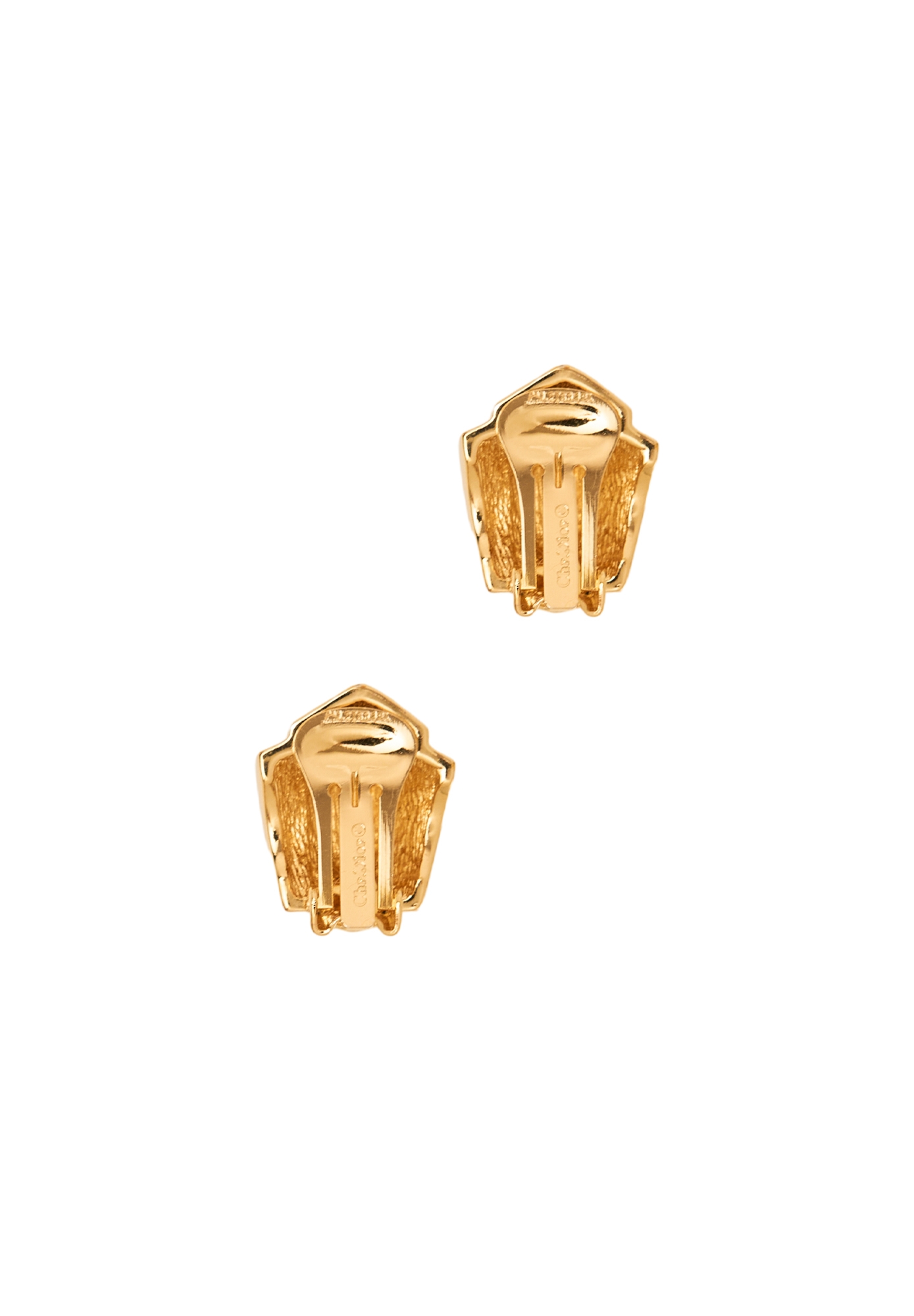 Christian Dior Gold Clip-On Earrings With Crystals