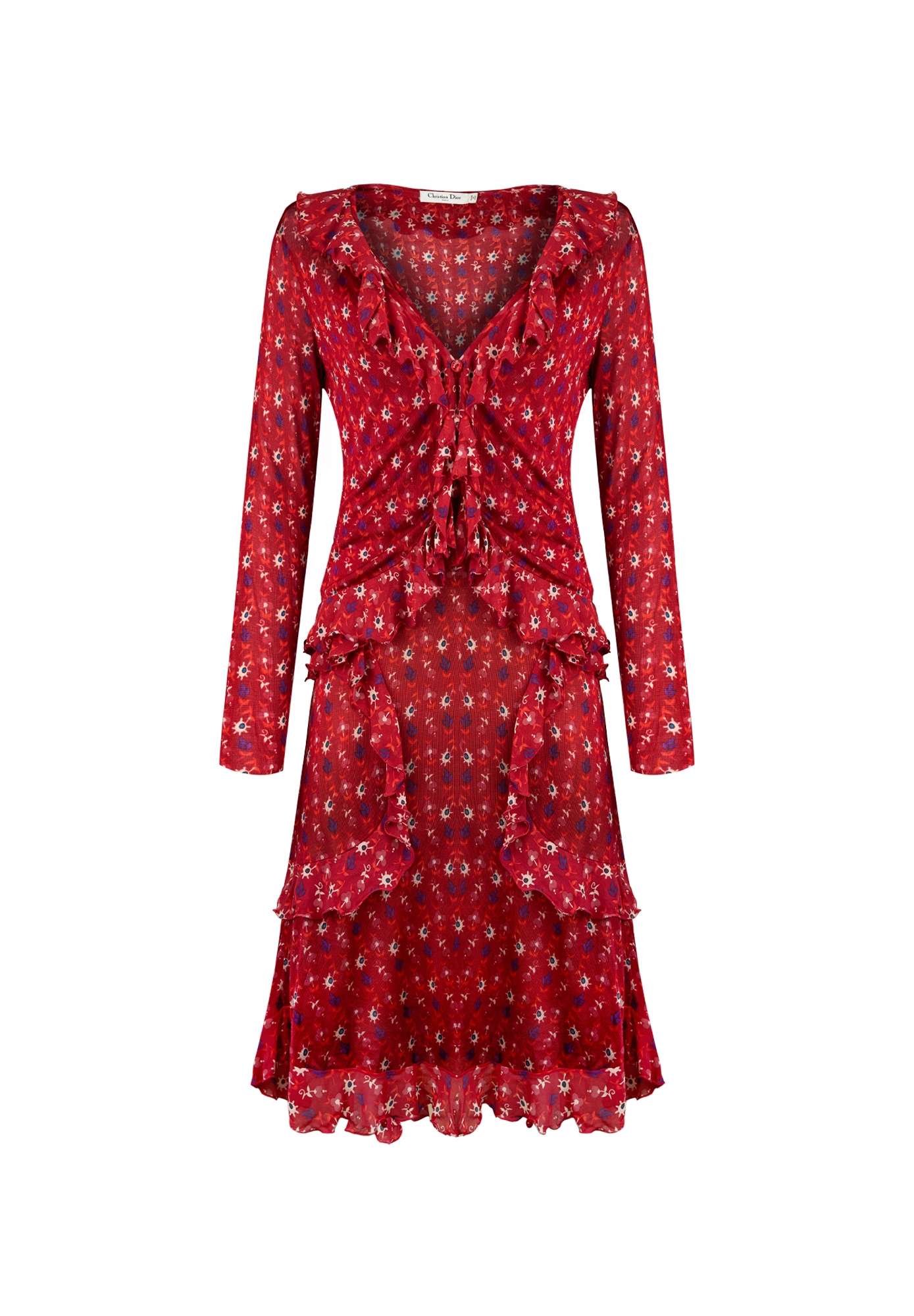 Christian Dior Red Floral Print Set