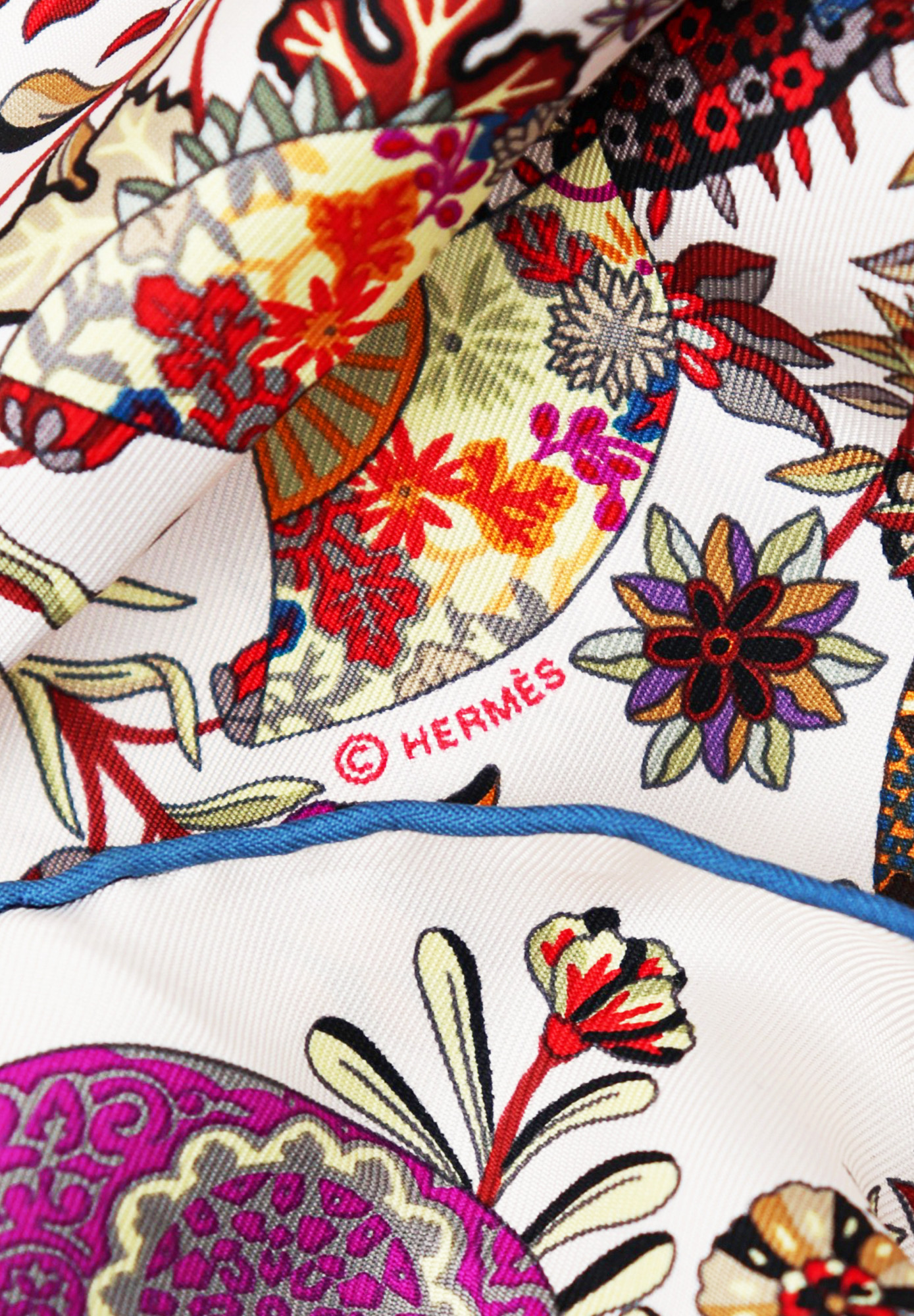 Hermès Fleurs et Papillons de Tissus Silk Scarf