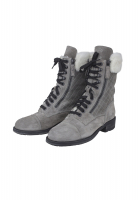Chanel Grey Quilted Suede Combat Boots