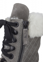 Chanel Grey Quilted Suede Combat Boots