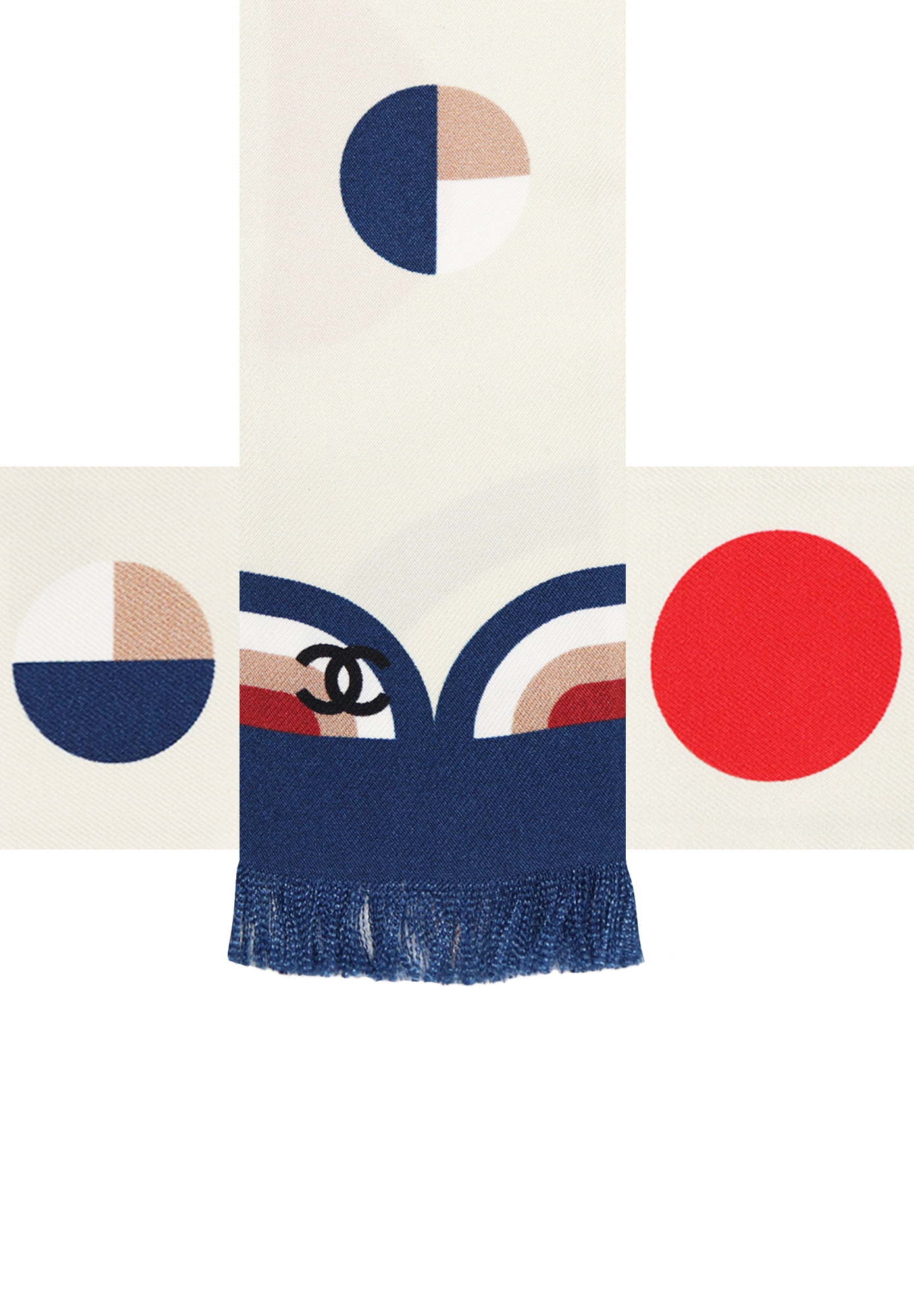 Chanel Silk Bandeau Scarf With Fringes