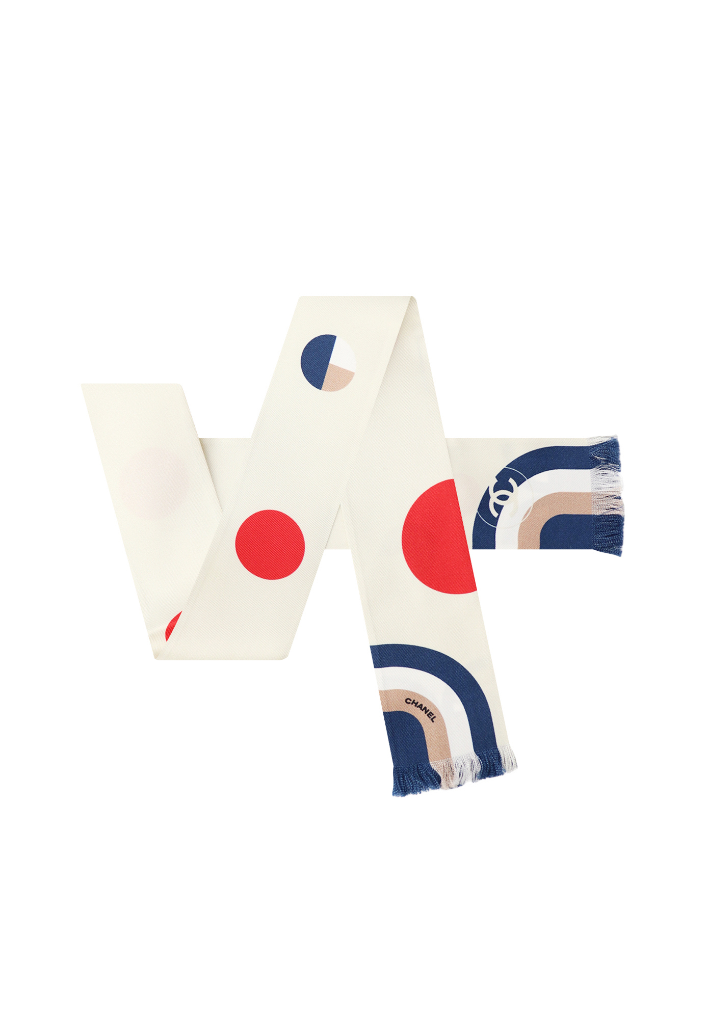 Chanel Silk Bandeau Scarf With Fringes