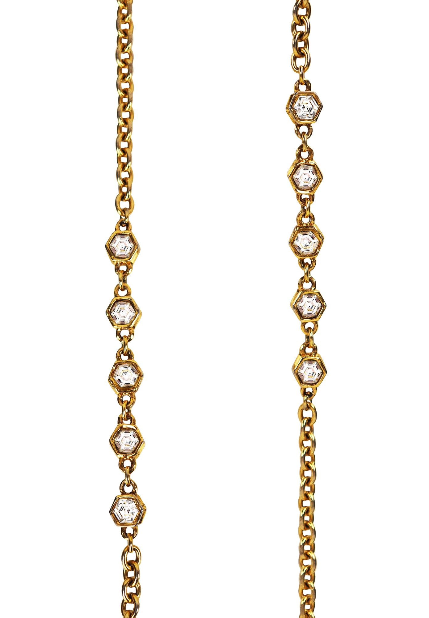 Chanel Chain Necklace With Crystals
