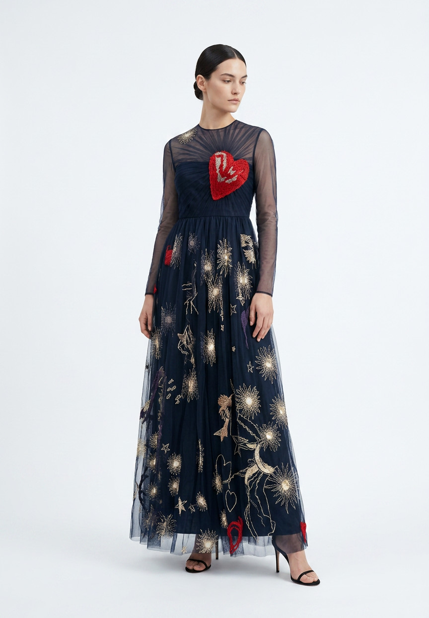 Valentino Navy Evening Dress