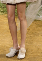 Chanel Ivory Suede Sabots With A Flower