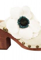 Chanel Ivory Suede Sabots With A Flower