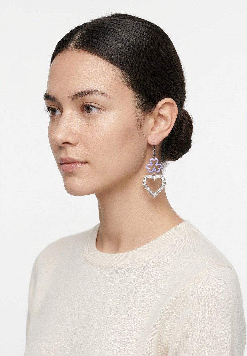 Christian Dior Earrings With Clover And Heart