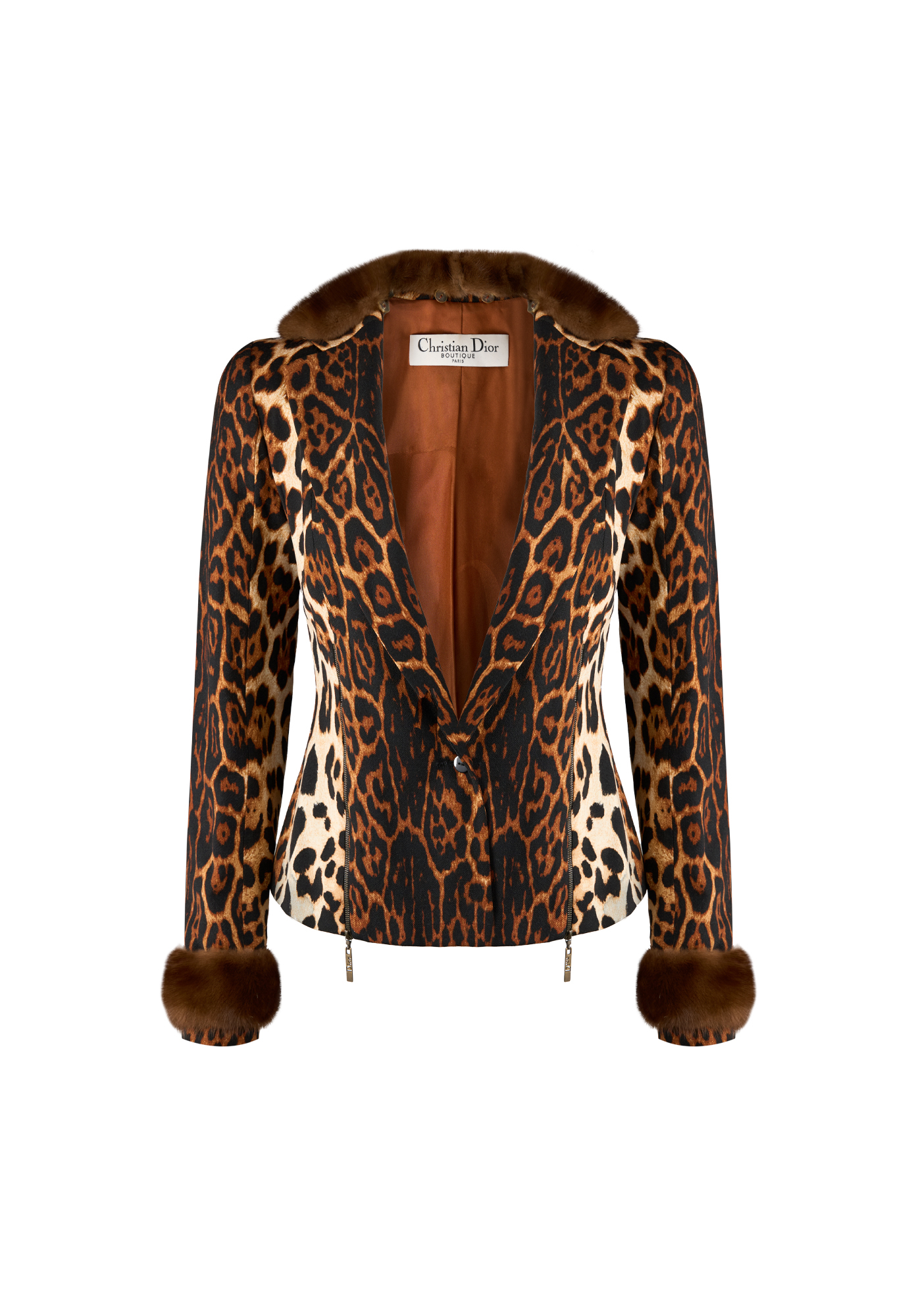 Christian Dior Leopard Jacket With Fur Trim