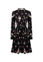 Valentino Black Silk Dress With Floral Print