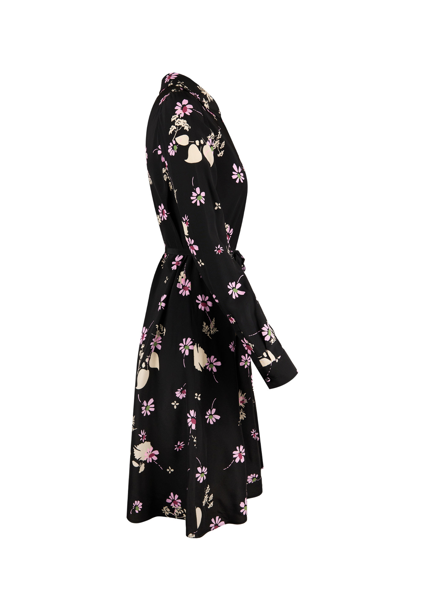 Valentino Black Silk Dress With Floral Print