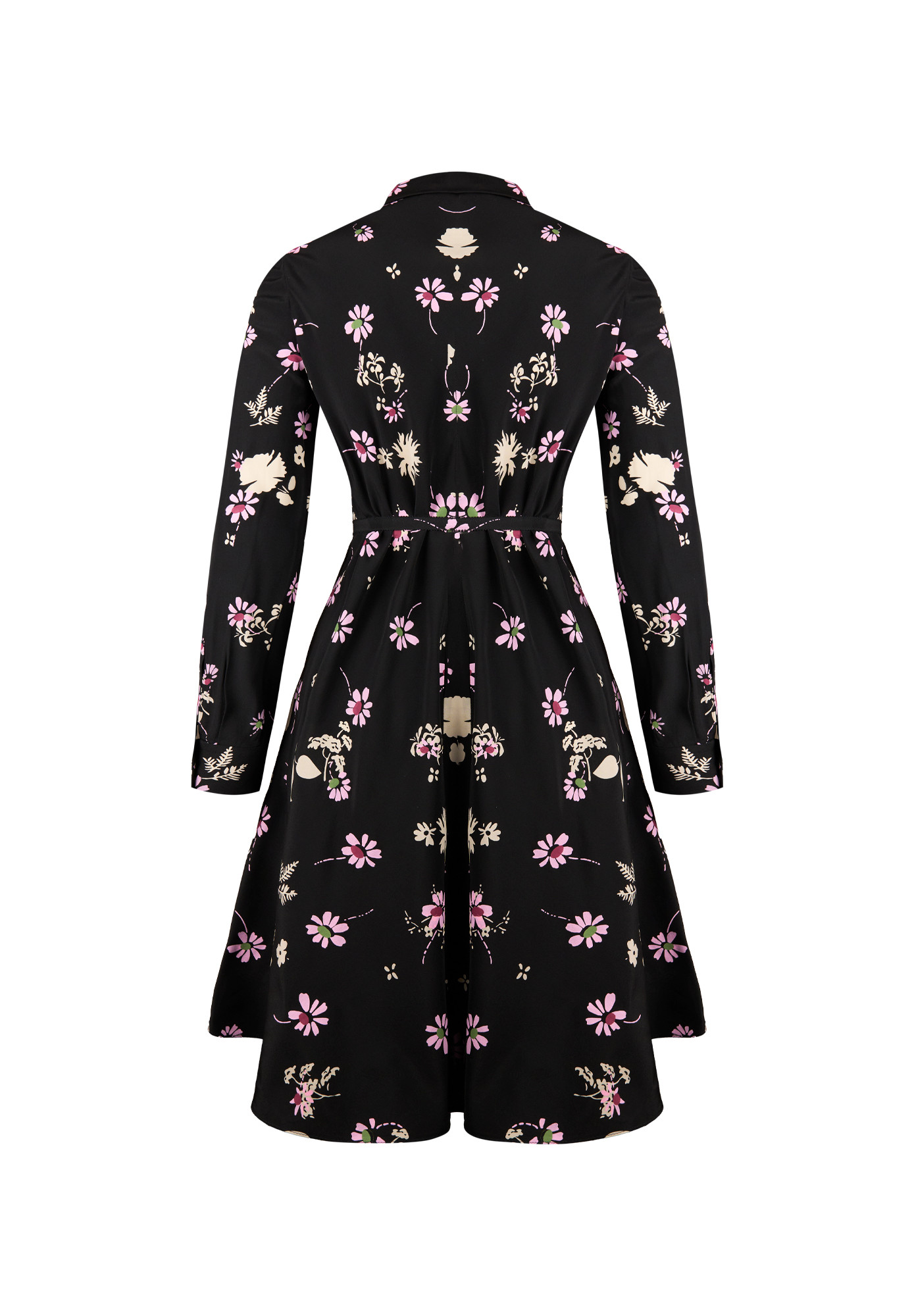 Valentino Black Silk Dress With Floral Print