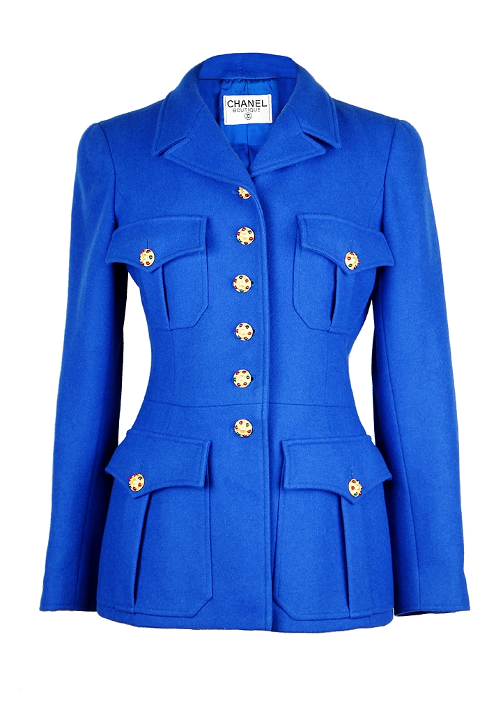 Blue Chanel jacket with patch pockets