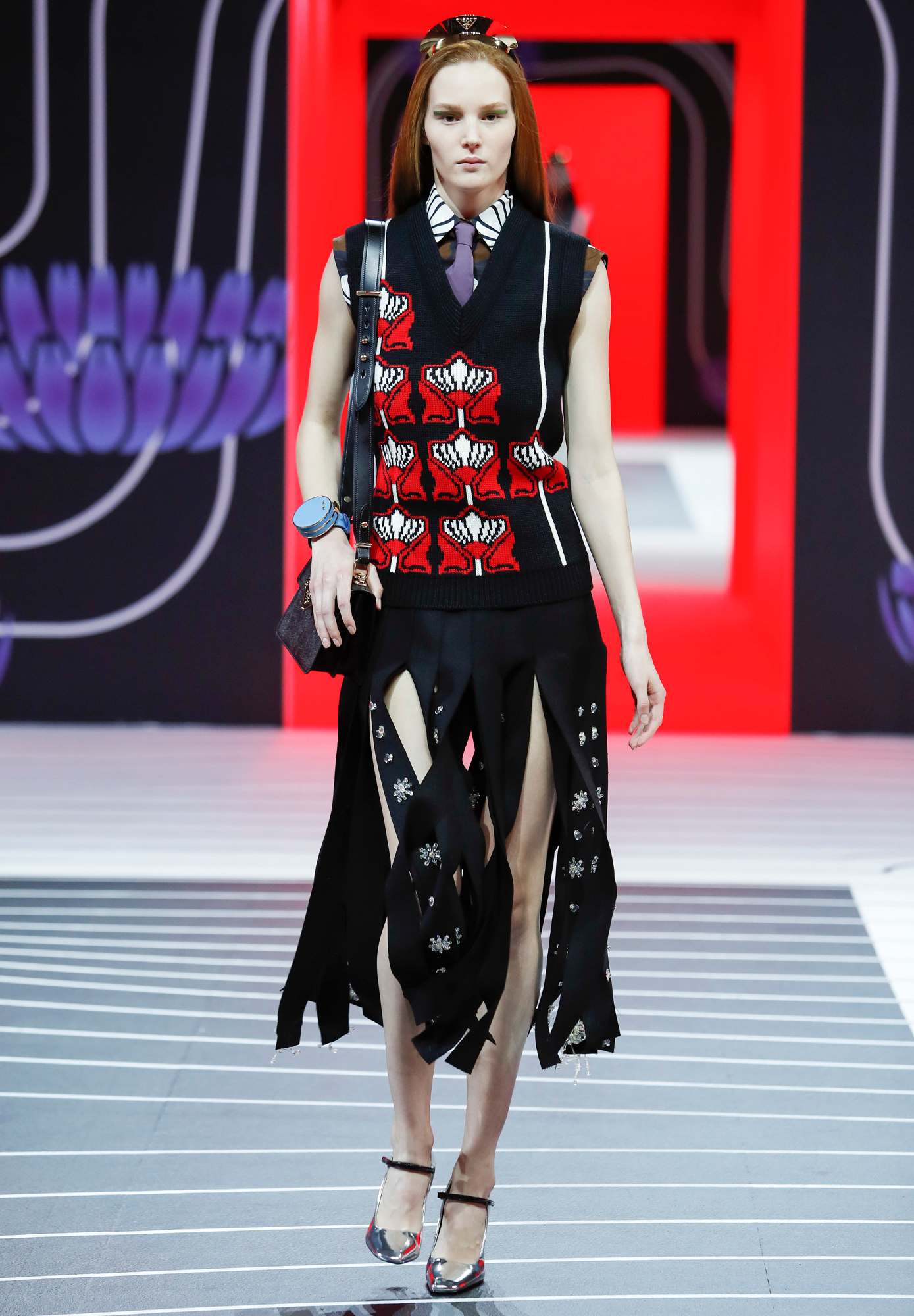 Prada Knitted Vest With A Geometric Pattern