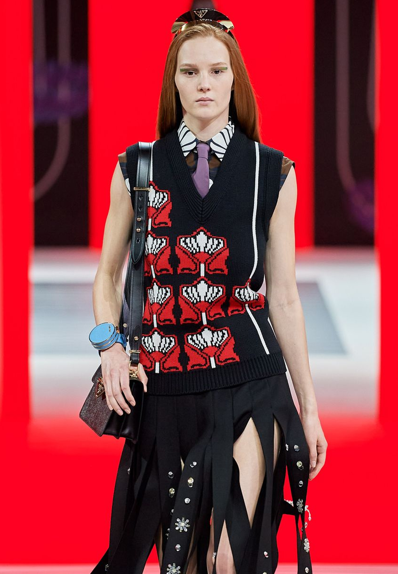 Prada Knitted Vest With A Geometric Pattern