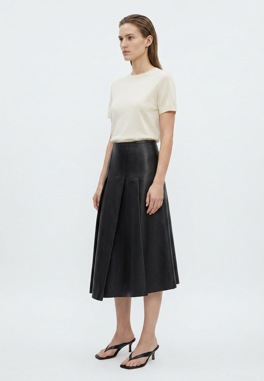 Jil Sander Black Leather Skirt