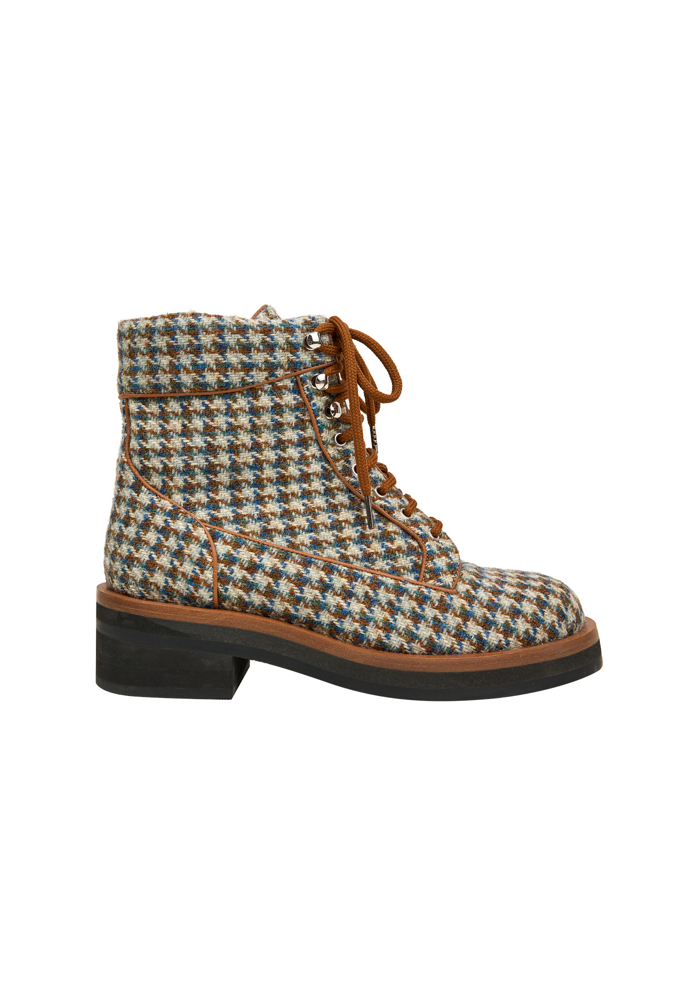 Chanel Brown Tweed Boots With Logo
