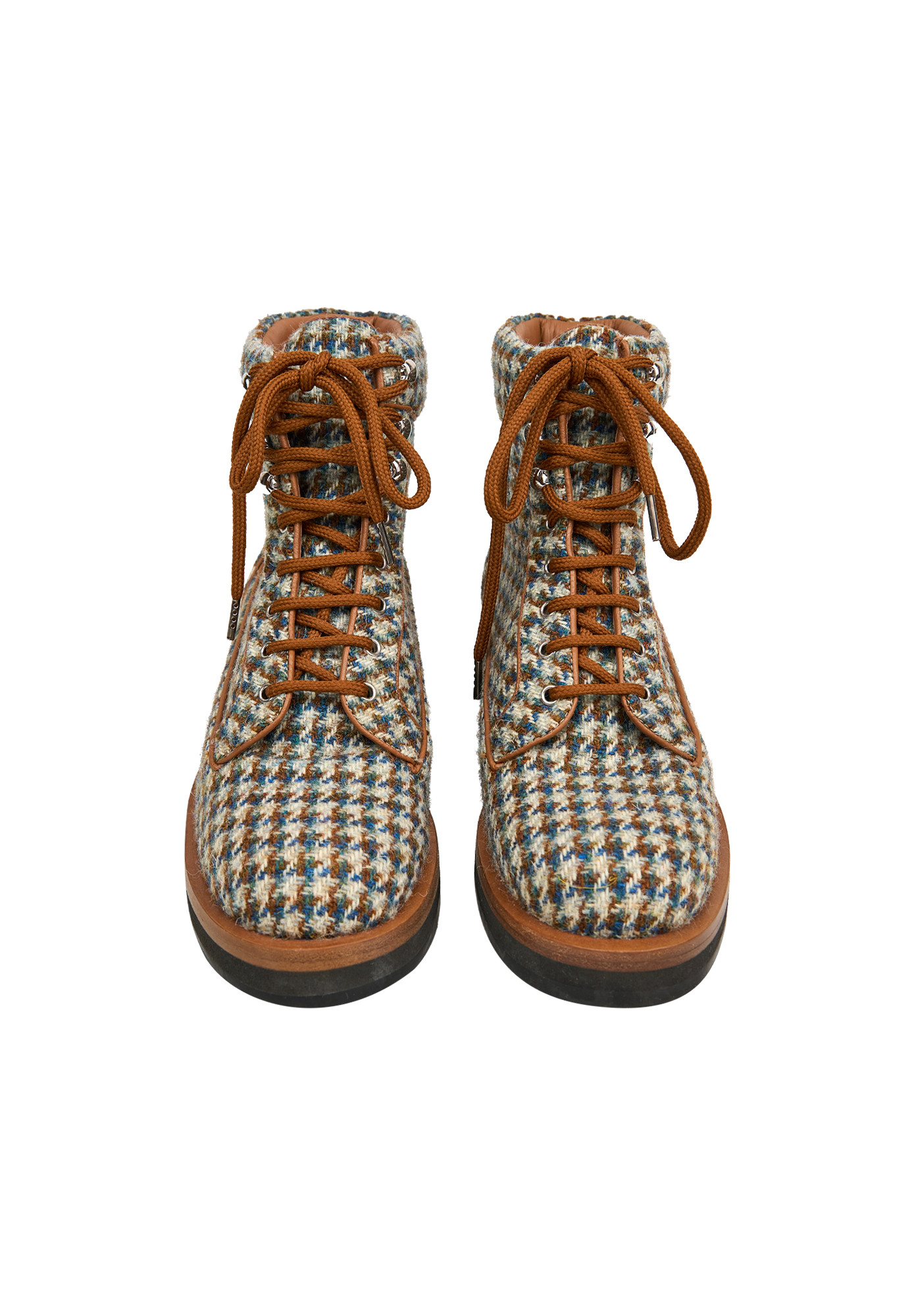 Chanel Brown Tweed Boots With Logo