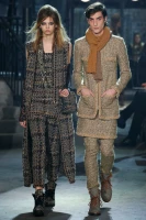 Chanel Brown Tweed Boots With Logo