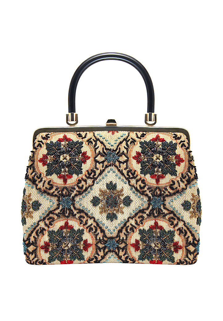 French Ecru Beaded Handbag