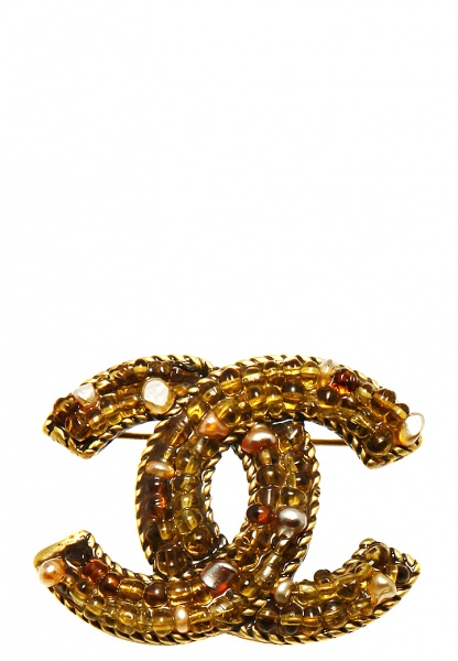 Chanel Beaded Logo Brooch