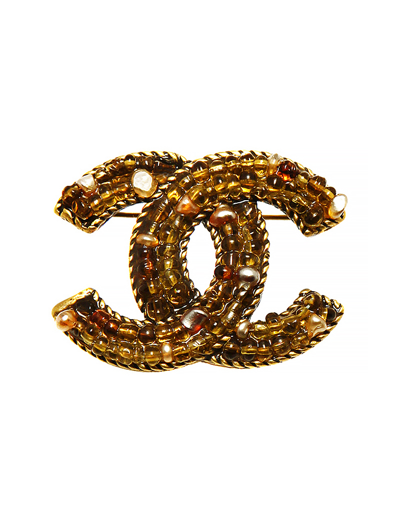 Chanel Beaded Logo Brooch