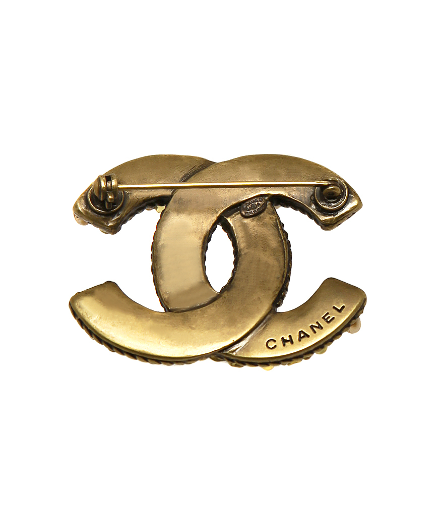 Chanel Beaded Logo Brooch