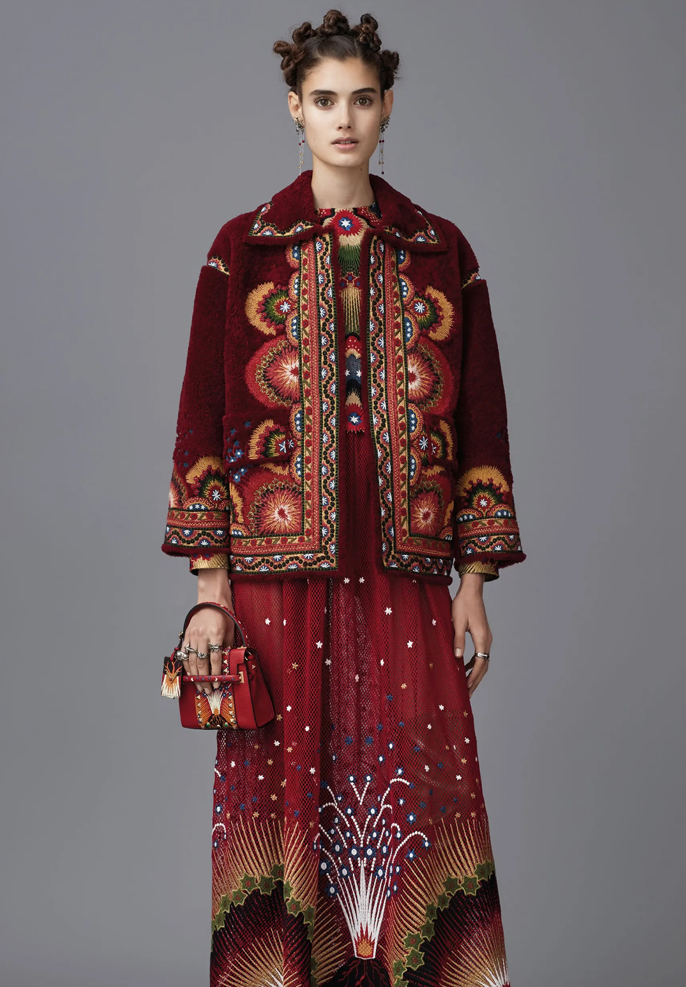 Valentino Embroidered Sheepskin Coat
