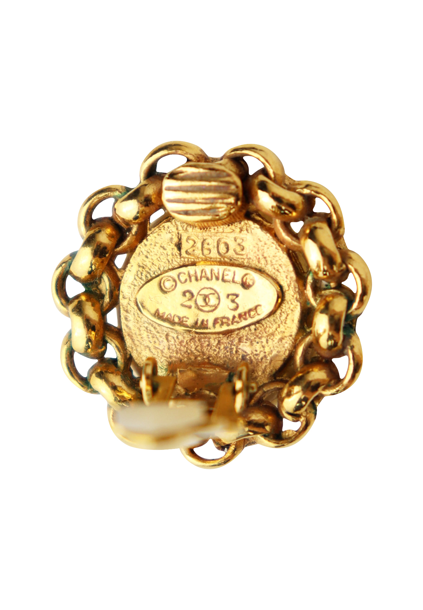 Chanel Pearl Clip-on Earrings With A Chain