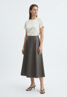 Jil Sander Gray Leather Skirt
