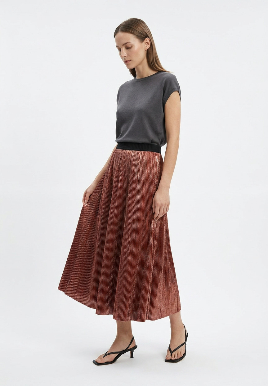 Marni Copper-Coloured Pleated Skirt