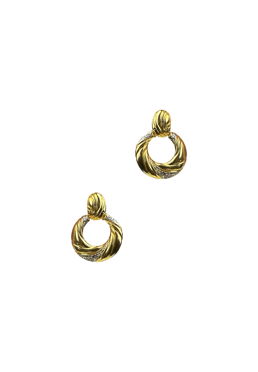 Gold Earrings with Crystals