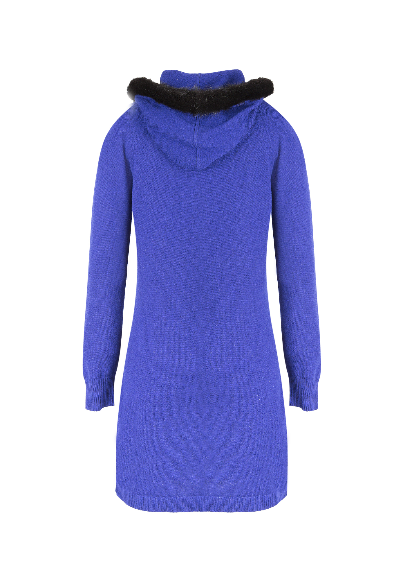 Dior Blue Cashmere Dress With Mink Hood