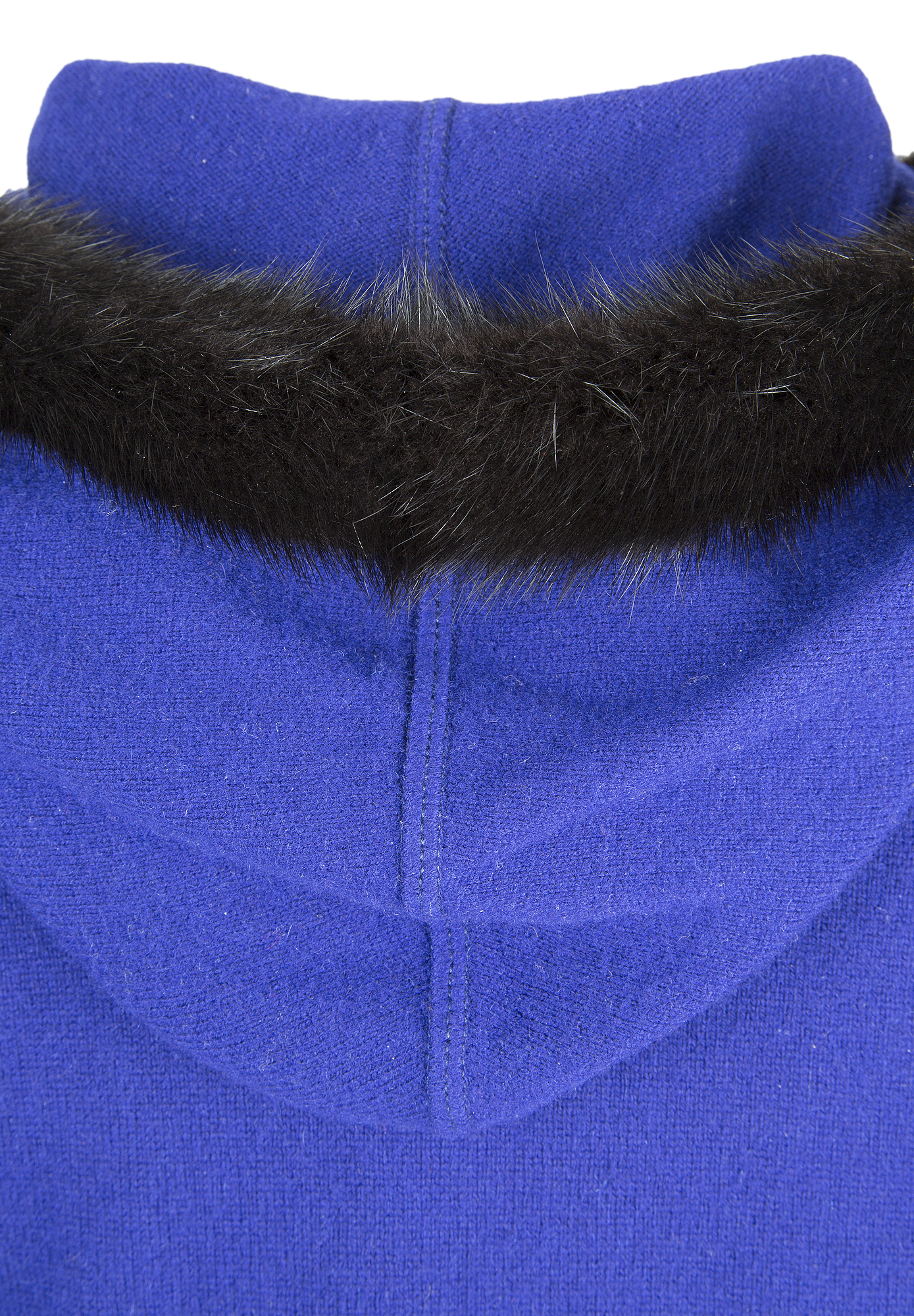 Dior Blue Cashmere Dress With Mink Hood