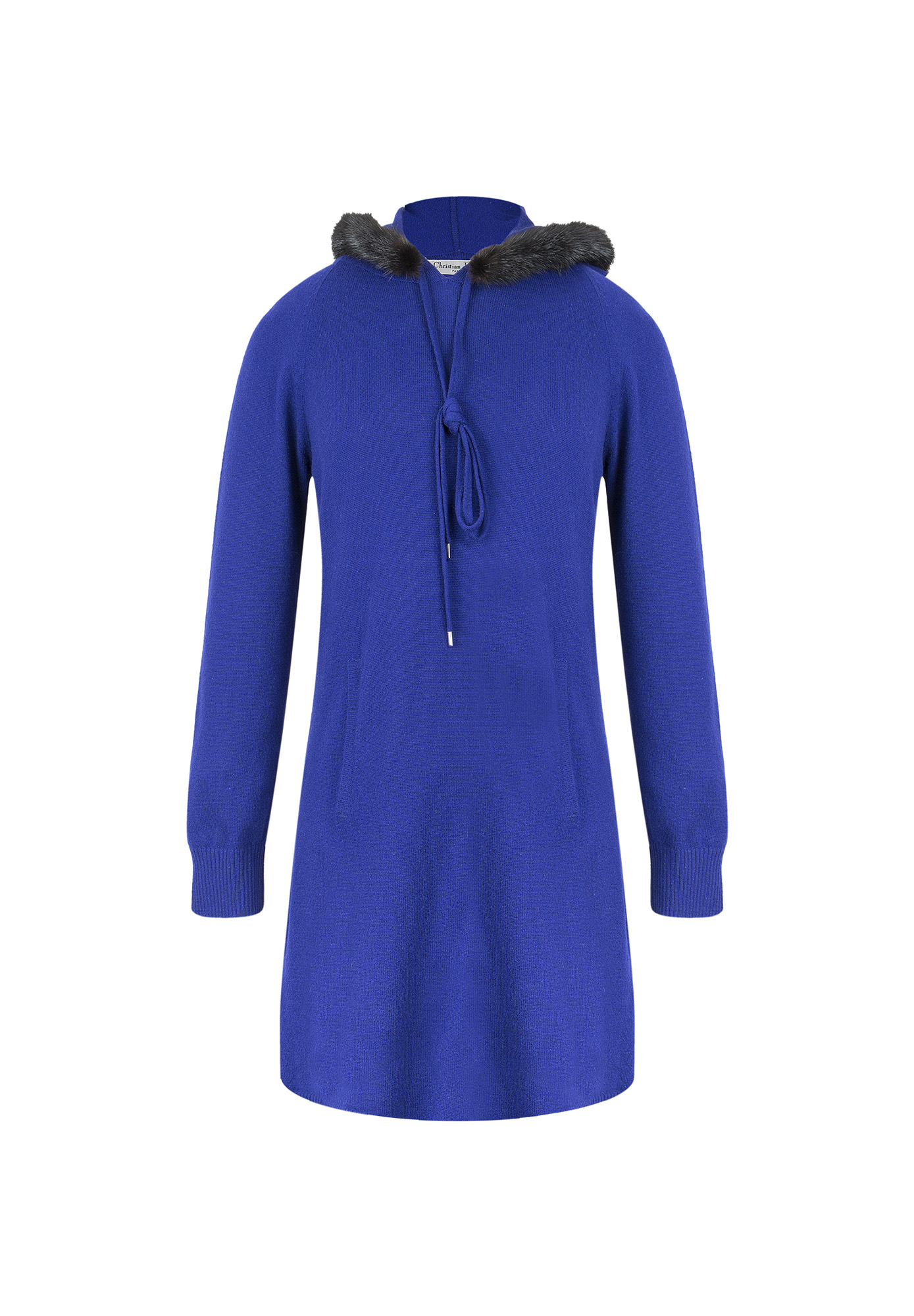 Dior Blue Cashmere Dress With Mink Hood