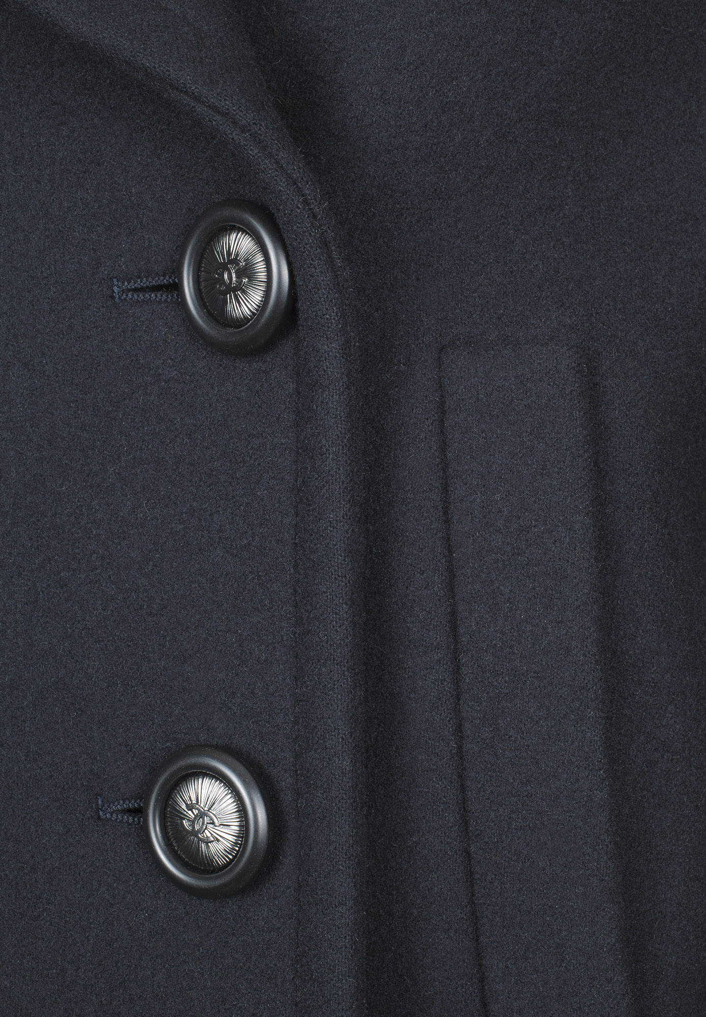 Chanel Double-Breasted Dark Blue Coat