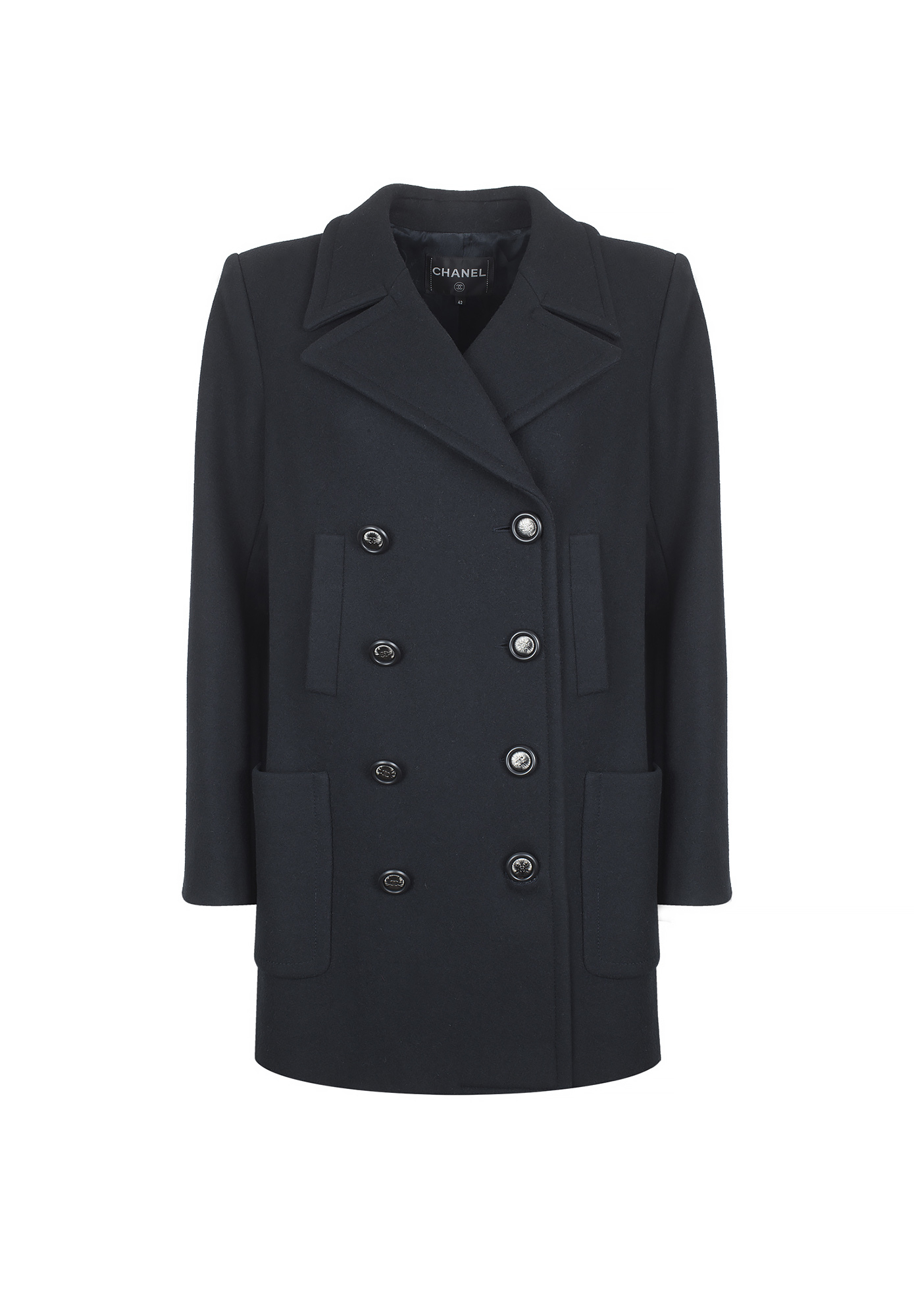 Chanel Double-Breasted Dark Blue Coat