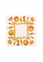 White Chanel Printed Scarf