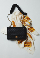 White Chanel Printed Scarf