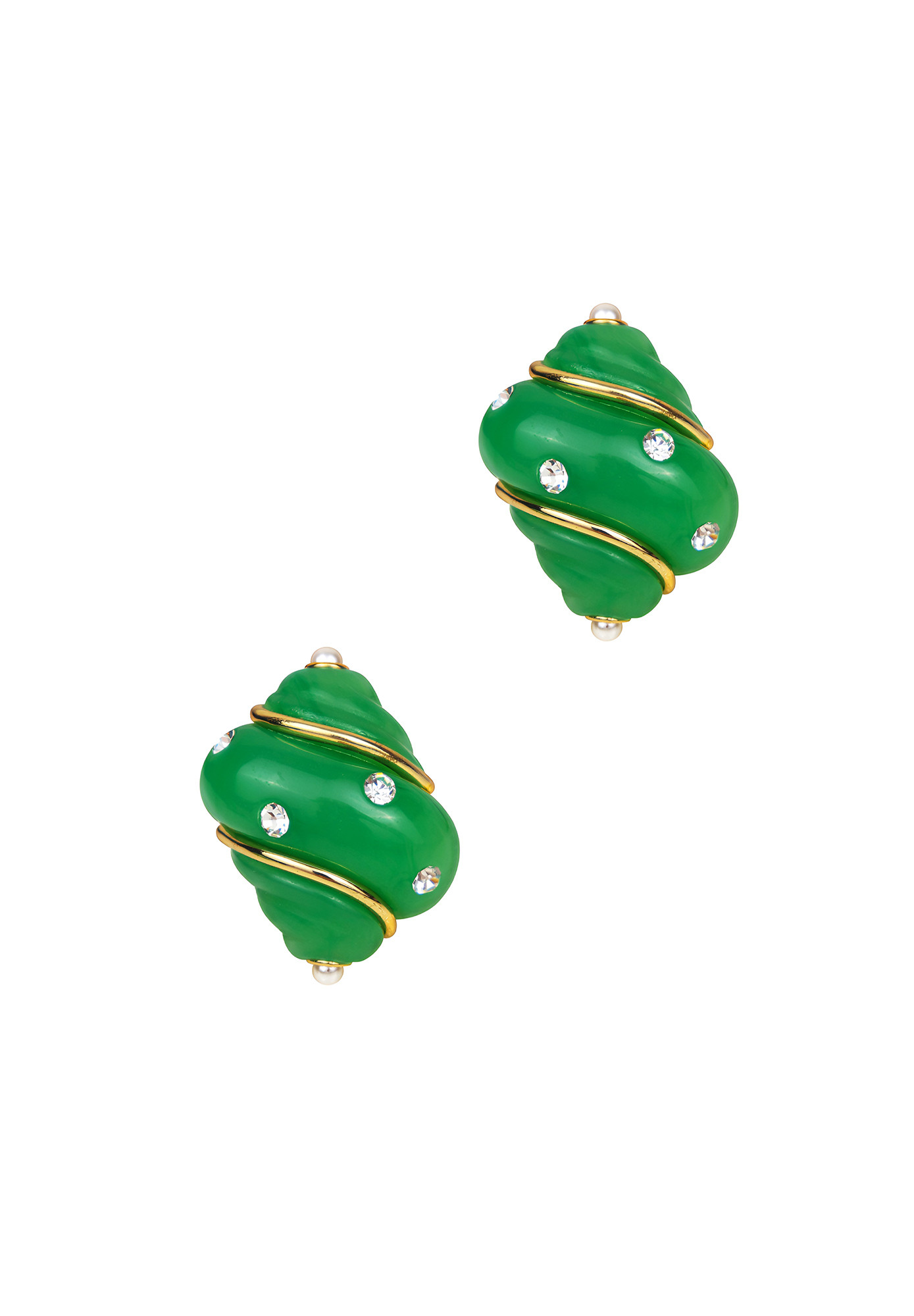 Kenneth Jay Lane Seashell Clips with Crystals
