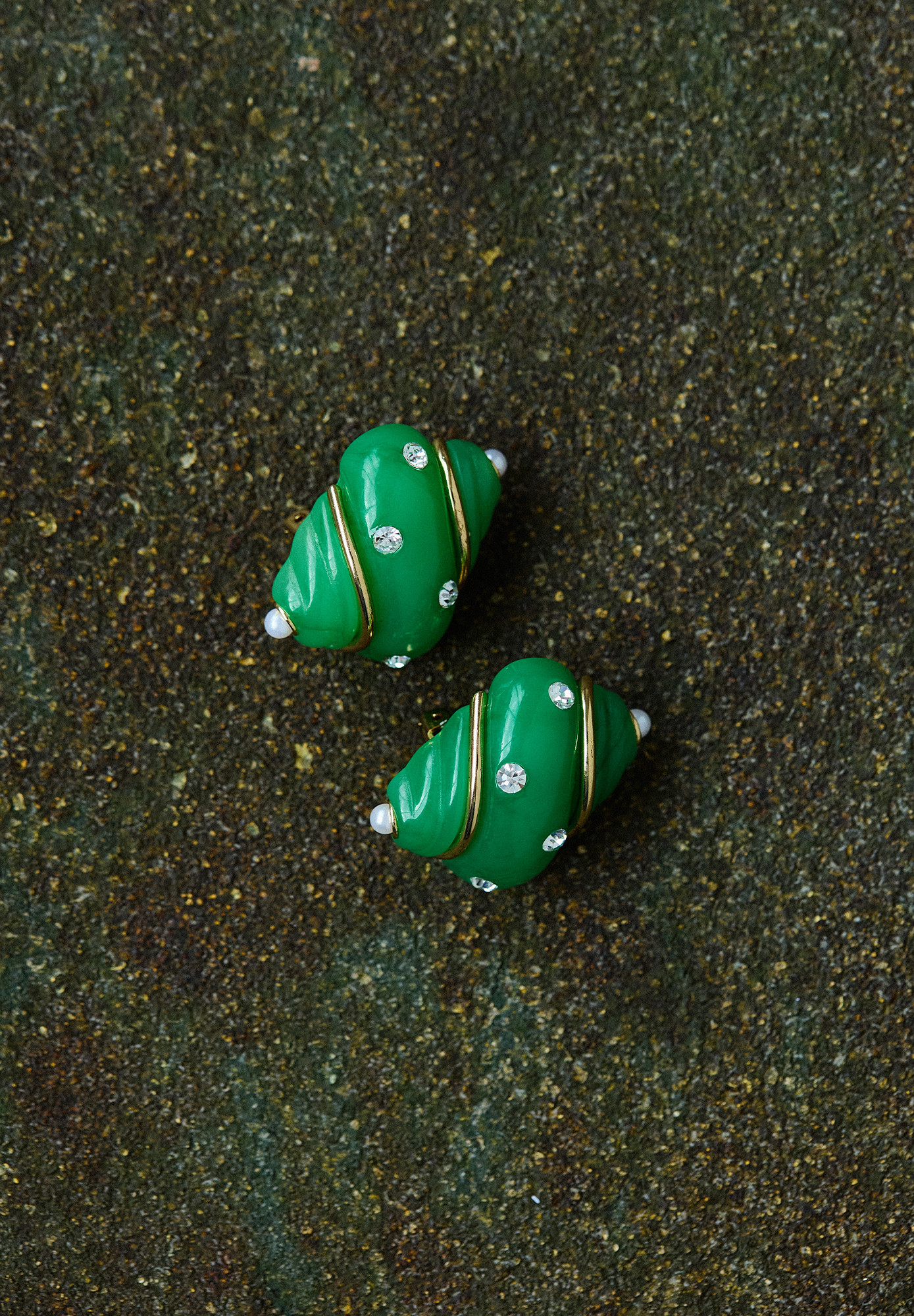 Kenneth Jay Lane Seashell Clips with Crystals