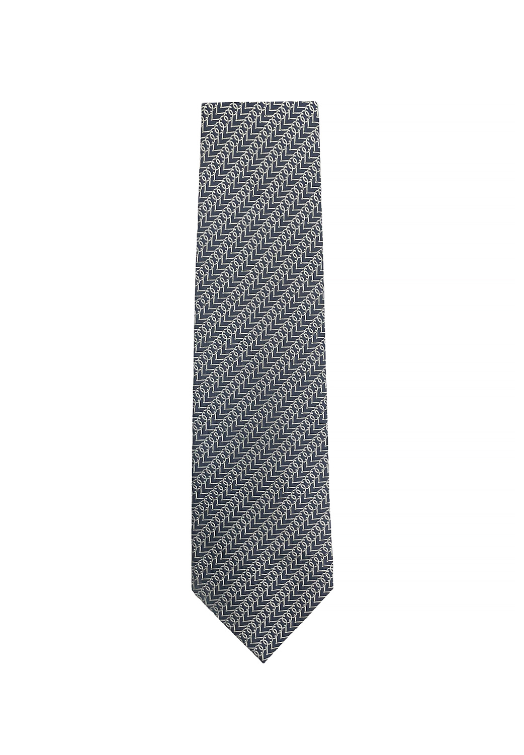 Hermès Navy Print Silk Tie