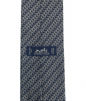 Hermès Navy Print Silk Tie