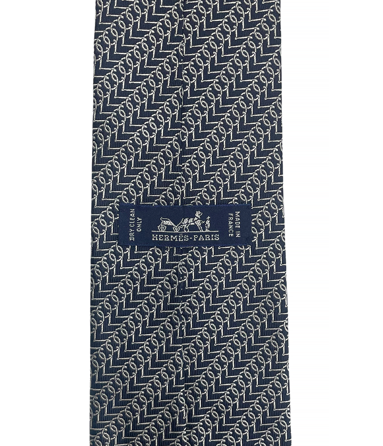 Hermès Navy Print Silk Tie