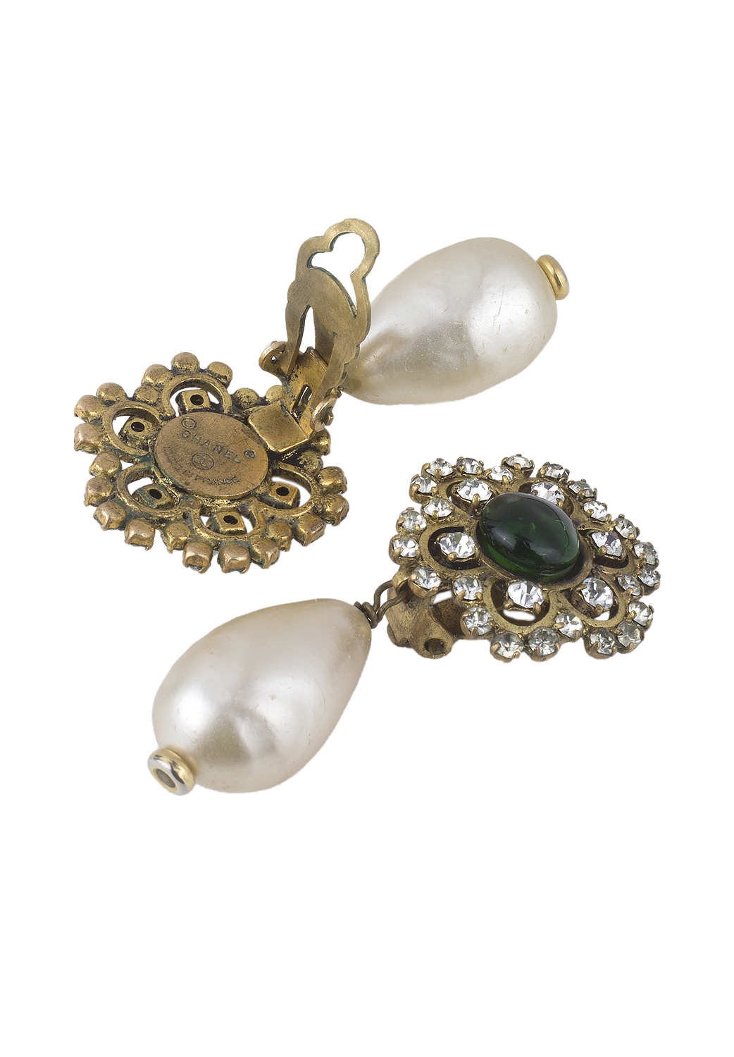 Chanel Gripoix Flowers Pearls Clip-on-Earrings