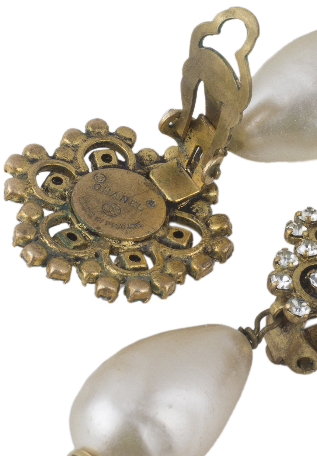 Chanel Gripoix Flowers Pearls Clip-on-Earrings