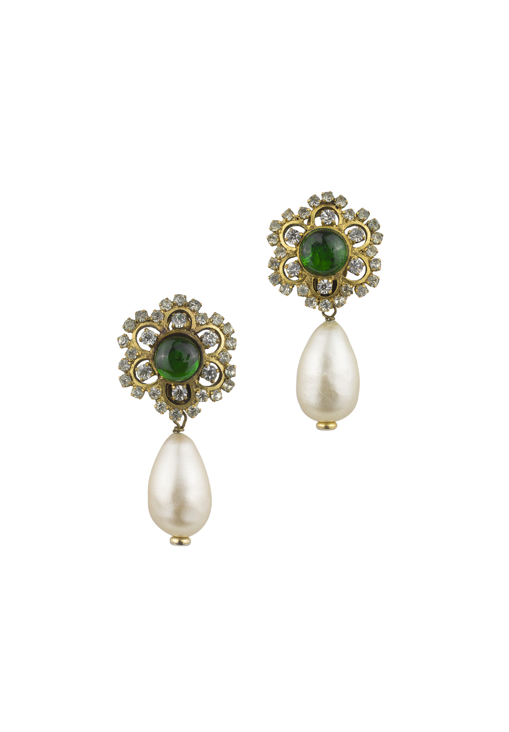 Chanel Gripoix Flowers Pearls Clip-on-Earrings
