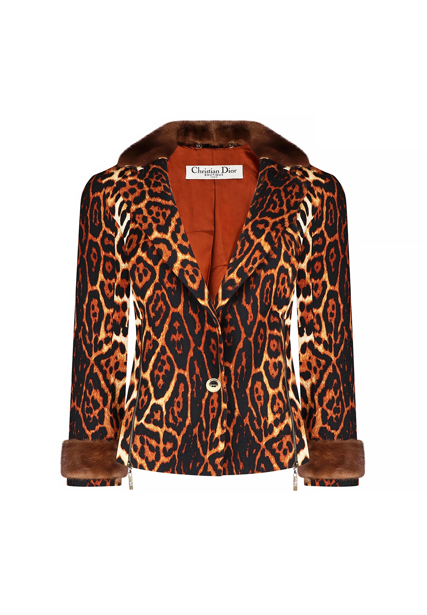 Christian Dior Leopard Jacket With Fur Trim