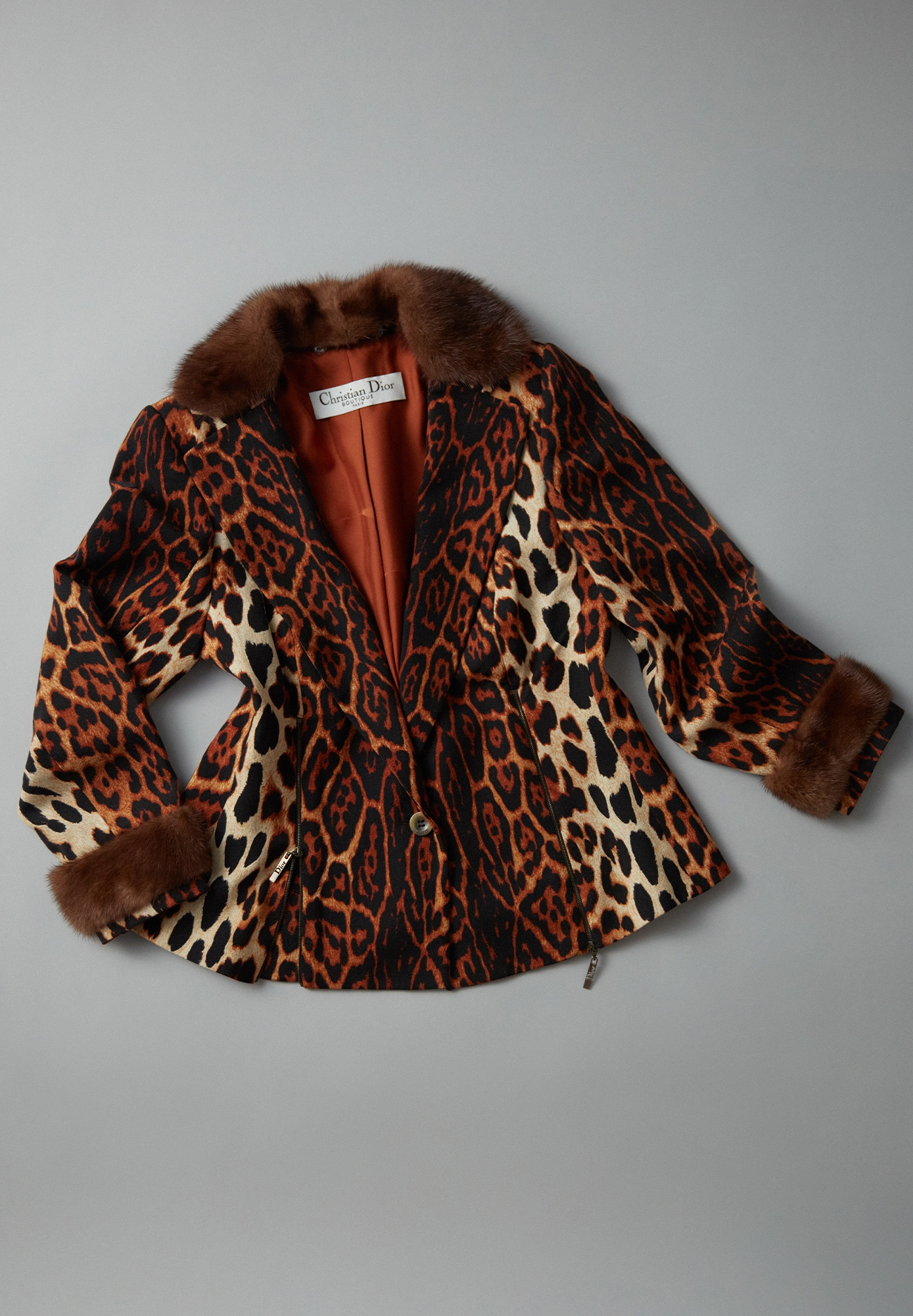 Christian Dior Leopard Jacket With Fur Trim